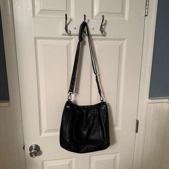 Hammitt Los Angeles Daniel Large Black Leather Crossbody Bag Purse Metallic - Picture 15 of 16